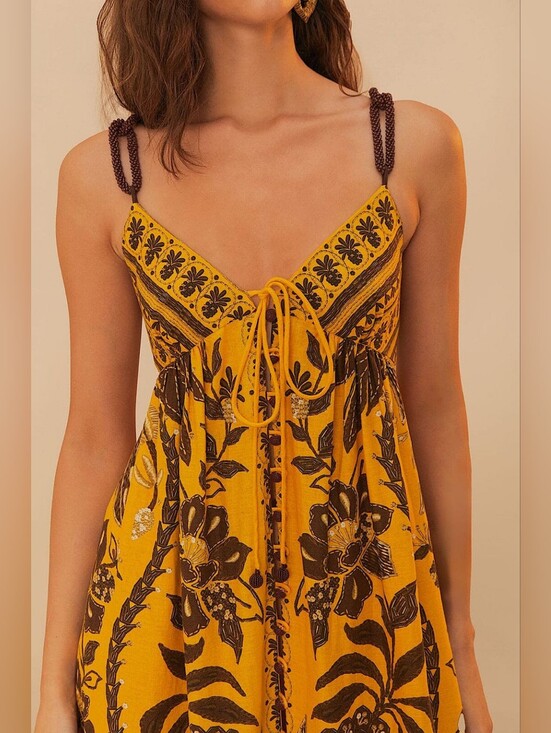 FARM Rio Dresses & Skirts - Farm Rio Golden Oasis Yellow Sleeveless Dress